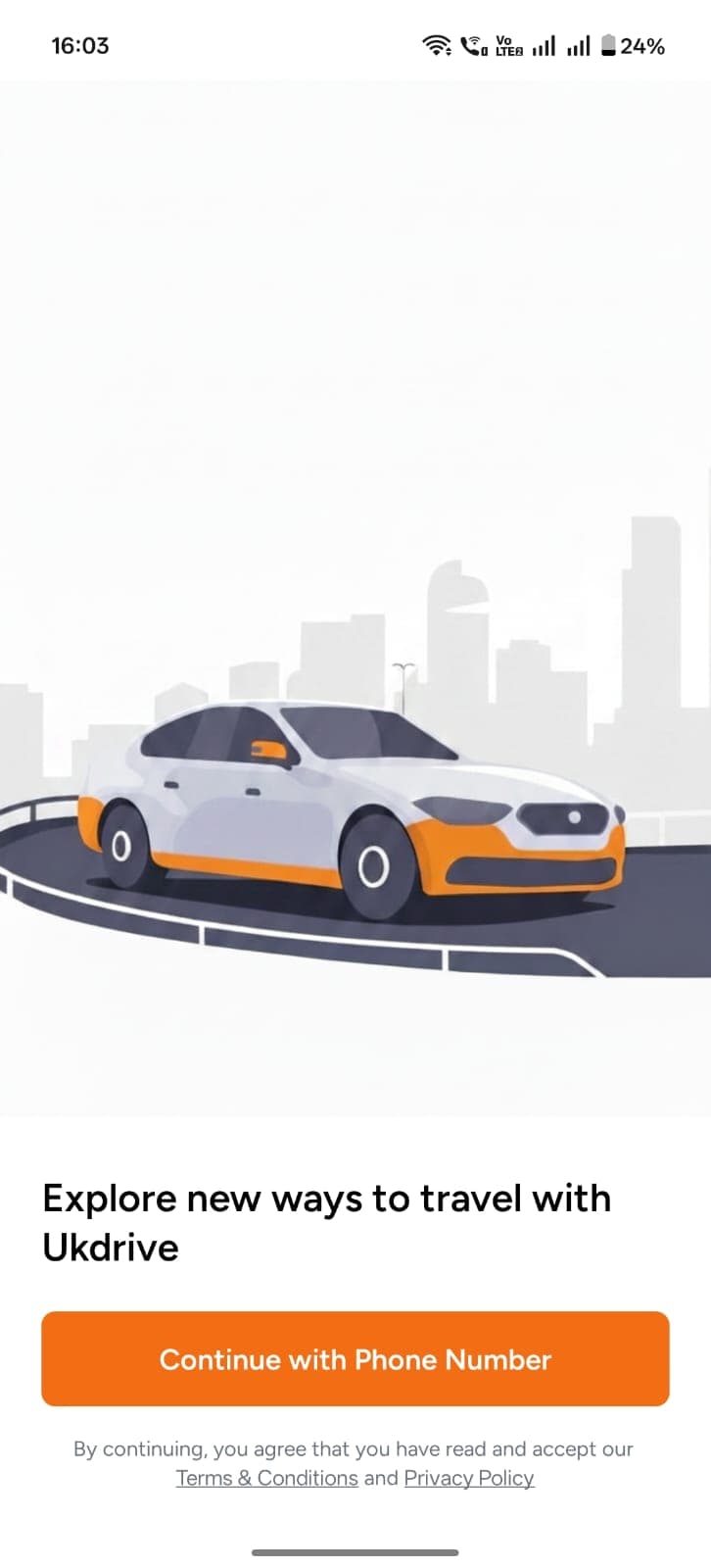 UKDrive landing app screen